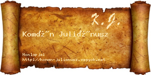 Komán Juliánusz névjegykártya